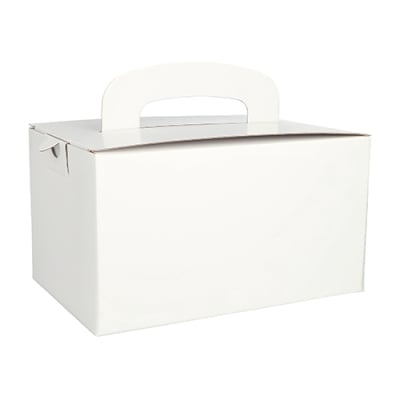 20 Lunch-Boxen, Pappe &quot;pure&quot; eckig 12,5 cm x 15,5 cm x 22,5 cm weiss mit Tragegriff