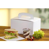 Papstar 20 Lunch-Boxen, Pappe &quot;pure&quot; eckig 12,5 cm x 15,5 cm x 22,5 cm weiss mit Tragegriff