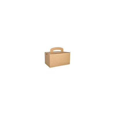 20 Lunch-Boxen, Pappe &quot;pure&quot; eckig 12,5 cm x 15,5 cm x 22,5 cm braun mit Tragegriff