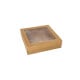 25 Transport- und Catering-Kartons, Pappe eckig 6 cm x 22,5 cm x 22,5 cm braun mit separatem Deckel und Sichtfenster aus PET