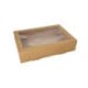 10 Transport- und Catering-Kartons, Pappe eckig 8 cm x 25,2 cm x 35,9 cm braun mit separatem Deckel und Sichtfenster aus PET