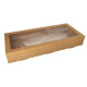 10 Transport- und Catering-Kartons, Pappe eckig 8 cm x 25,2 cm x 55,8 cm braun mit separatem Deckel und Sichtfenster aus PET