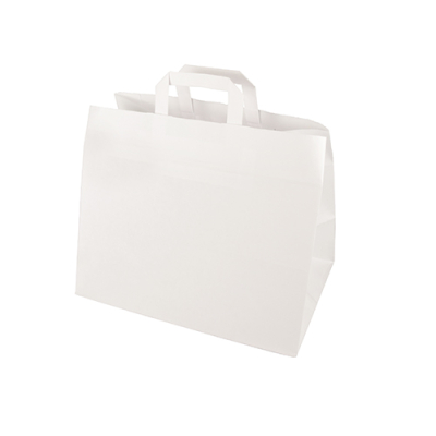 Papstar 50 Tragetaschen, Papier 27 cm x 32 cm x 17 cm weiss mit Tragegriff