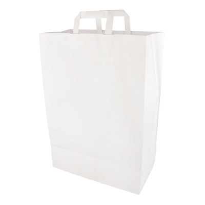 Papstar 50 Tragetaschen, Papier 44 cm x 32 cm x 17 cm weiss mit Tragegriff