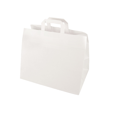 Papstar 50 Tragetaschen, Papier 27 cm x 32 cm x 21,5 cm weiss mit Tragegriff