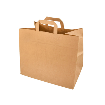 Papstar 50 Tragetaschen, Papier 27 cm x 32 cm x 21,5 cm braun mit Tragegriff