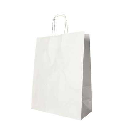 Papstar 25 Tragetaschen, Papier 35 cm x 26 cm x 12 cm weiss mit gedrehtem Tragegriff