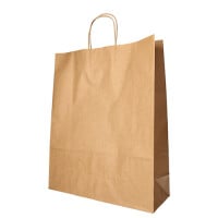 Papstar 25 Tragetaschen, Papier 40 cm x 32 cm x 12 cm braun mit gedrehtem Tragegriff