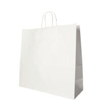 Papstar 25 Tragetaschen, Papier 35 cm x 35 cm x 14 cm weiss mit gedrehtem Tragegriff