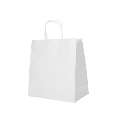 Papstar 25 Tragetaschen, Papier 27 cm x 32 cm x 17 cm weiss mit gedrehtem Tragegriff