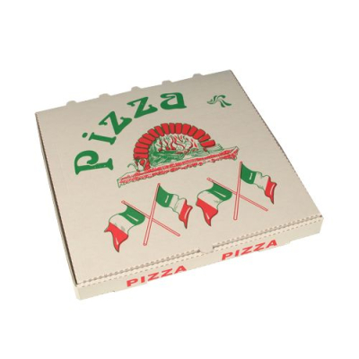 50 Pizzakartons, Cellulose eckig 33 cm x 33 cm x 4 cm &quot;Italienische Flagge&quot;