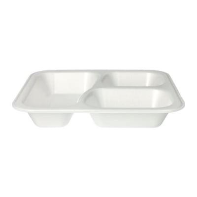 100 Siegelschalen, XPS 3-geteilt 925 ml 4,2 cm x 21,2 cm x 25 cm weiss laminiert