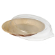 10 Teller, Palmblatt rund 500 ml &Oslash; 23 cm x 5,3 cm mit rPET Deckel "Kombipack"