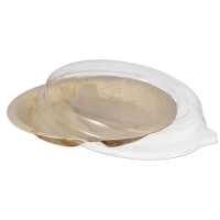 10 Teller, Palmblatt 2-geteilt 300 ml &Oslash; 23 cm x 5,3 cm mit rPET Deckel "Kombipack"