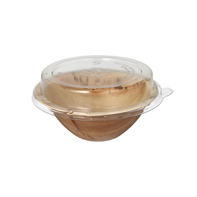 10 Schalen, Palmblatt rund 300 ml &Oslash; 15 cm x 8,3 cm mit rPET Deckel "Kombipack"