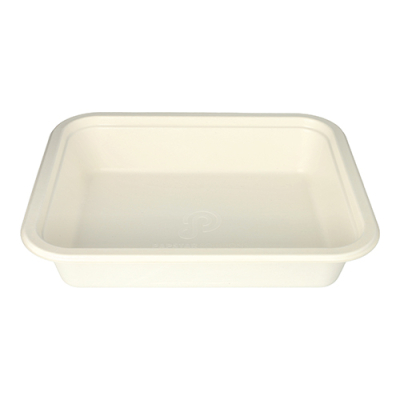 Papstar Gastronorm-Beh&auml;lter GN 1/2 Zuckerrohr, PLA beschichtet eckig 4 l 6,5 cm x 32,5 cm x 26,5 cm weiss