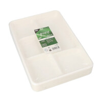 25 Men&uuml;-Trays, Zuckerrohr &quot;pure&quot; 5-geteilt 2,4 cm x 21,6 cm x 31,7 cm weiss