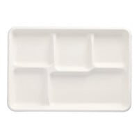 Papstar 25 Men&uuml;-Trays, Zuckerrohr &quot;pure&quot; 5-geteilt 2,4 cm x 21,6 cm x 31,7 cm weiss