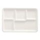 25 Men&uuml;-Trays, Zuckerrohr &quot;pure&quot; 5-geteilt 2,4 cm x 21,6 cm x 31,7 cm weiss