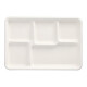 25 Men&uuml;-Trays, Zuckerrohr &quot;pure&quot; 5-geteilt 2,4 cm x 21,6 cm x 31,7 cm weiss