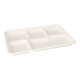 25 Men&uuml;-Trays, Zuckerrohr &quot;pure&quot; 5-geteilt 2,4 cm x 21,6 cm x 31,7 cm weiss