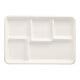 Papstar 25 Men&uuml;-Trays, Zuckerrohr &quot;pure&quot; 5-geteilt 2,4 cm x 21,6 cm x 31,7 cm weiss