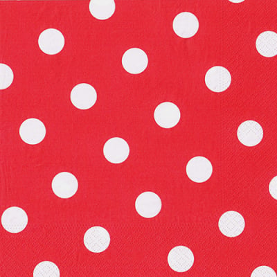 20 Servietten, 3-lagig 1/4-Falz 40 cm x 40 cm rot &quot;Dots&quot;