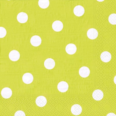 20 Servietten, 3-lagig 1/4-Falz 40 cm x 40 cm limonengr&uuml;n &quot;Dots&quot;