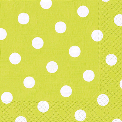 Papstar 20 Servietten, 3-lagig 1/4-Falz 40 cm x 40 cm limonengr&uuml;n &quot;Dots&quot;