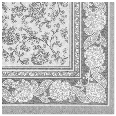 20 Servietten &quot;ROYAL Collection&quot; 1/4-Falz 40 cm x 40 cm grau &quot;Ornaments&quot;