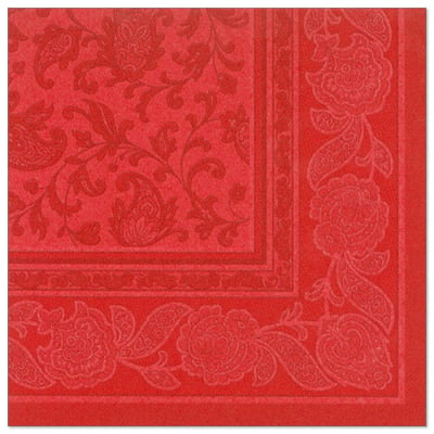 20 Servietten &quot;ROYAL Collection&quot; 1/4-Falz 40 cm x 40 cm rot &quot;Ornaments&quot;