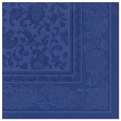 50 Servietten &quot;ROYAL Collection&quot; 1/4-Falz 40 cm x 40 cm dunkelblau &quot;Ornaments&quot;