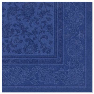 Papstar 50 Servietten &quot;ROYAL Collection&quot; 1/4-Falz 40 cm x 40 cm dunkelblau &quot;Ornaments&quot;