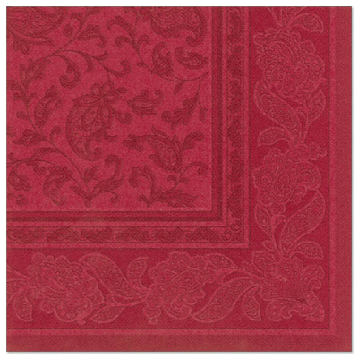 50 Servietten &quot;ROYAL Collection&quot; 1/4-Falz 40 cm x 40 cm bordeaux &quot;Ornaments&quot;