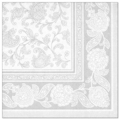 50 Servietten &quot;ROYAL Collection&quot; 1/4-Falz 40 cm x 40 cm weiss &quot;Ornaments&quot;