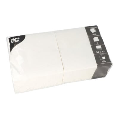 Papstar 500 Servietten, 1-lagig 1/4-Falz 33 cm x 33 cm weiss