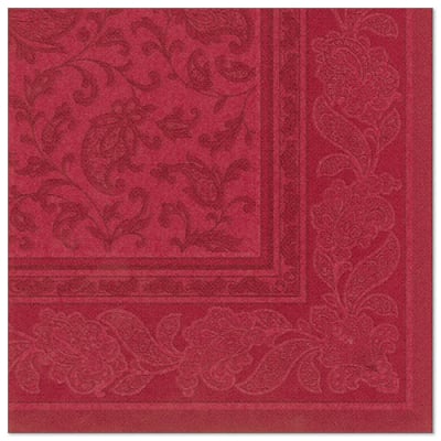 20 Servietten &quot;ROYAL Collection&quot; 1/4-Falz 40 cm x 40 cm bordeaux &quot;Ornaments&quot;