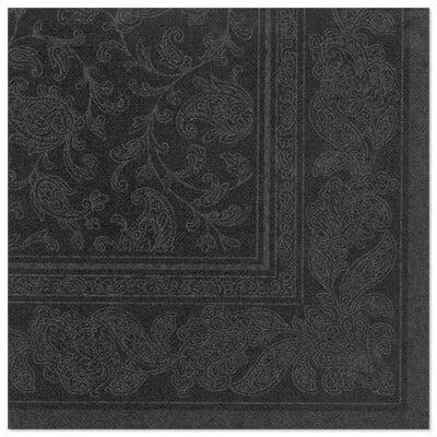 Papstar 50 Servietten &quot;ROYAL Collection&quot; 1/4-Falz 40 cm x 40 cm schwarz &quot;Ornaments&quot;