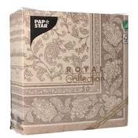 Papstar 50 Servietten &quot;ROYAL Collection&quot; 1/4-Falz 40 cm x 40 cm mocca &quot;Ornaments&quot;