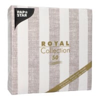 Papstar 50 Servietten &quot;ROYAL Collection&quot; 1/4-Falz 40 cm x 40 cm mocca &quot;Lines&quot;