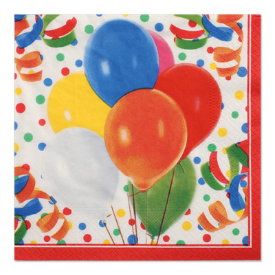 Papstar 100 Servietten, 3-lagig 1/4-Falz 33 cm x 33 cm &quot;Lucky Balloons&quot;