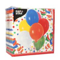 Papstar 100 Servietten, 3-lagig 1/4-Falz 33 cm x 33 cm &quot;Lucky Balloons&quot;