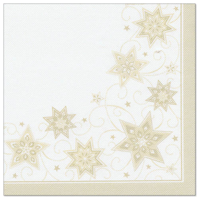 Papstar 20 Servietten &quot;ROYAL Collection&quot; 1/4-Falz 40 cm x 40 cm champagner &quot;Just Stars&quot;