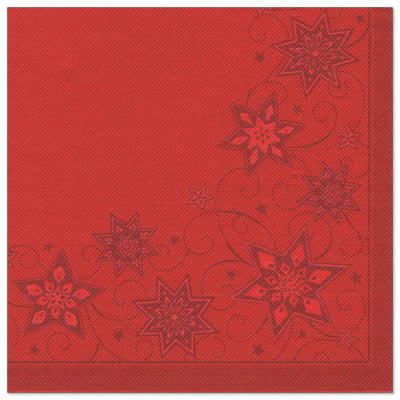 20 Servietten &quot;ROYAL Collection&quot; 1/4-Falz 40 cm x 40 cm rot &quot;Just Stars&quot;