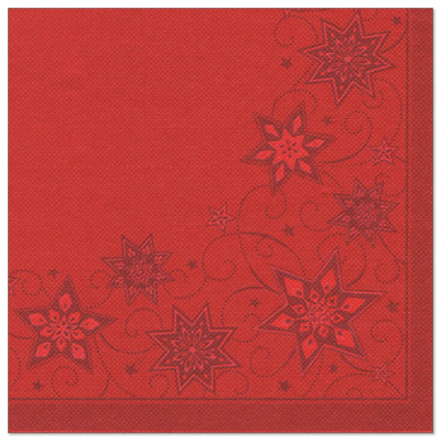 Papstar 20 Servietten &quot;ROYAL Collection&quot; 1/4-Falz 40 cm x 40 cm rot &quot;Just Stars&quot;