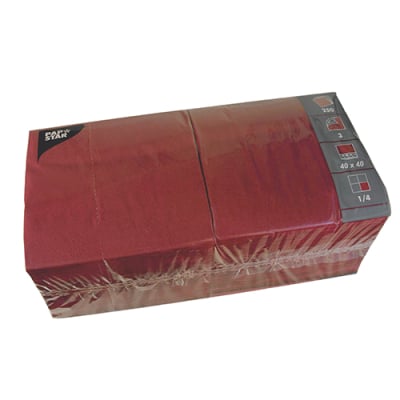 250 Servietten, 3-lagig 1/4-Falz 40 cm x 40 cm bordeaux