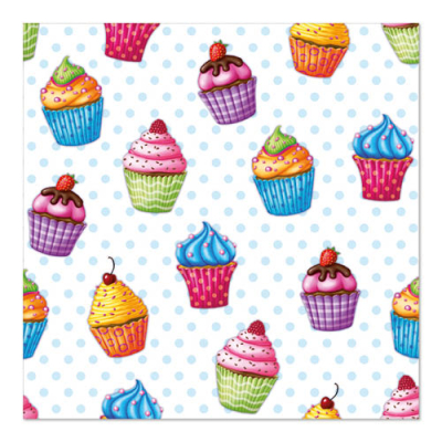 20 Servietten, 3-lagig 1/4-Falz 33 cm x 33 cm &quot;Cupcakes&quot;