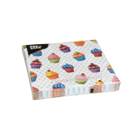 Papstar 20 Servietten, 3-lagig 1/4-Falz 33 cm x 33 cm &quot;Cupcakes&quot;