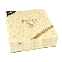 Papstar 50 Servietten &quot;ROYAL Collection&quot; 1/4-Falz 40 cm x 40 cm champagner &quot;Damascato&quot;