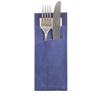 520 Bestecktaschen 20 cm x 8,5 cm blau inkl. wei&szlig;er Serviette 33 x 33 cm 2-lag.